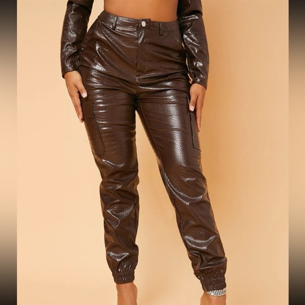 Shein SXY High Waist Flap Pocket PU Leather Pants